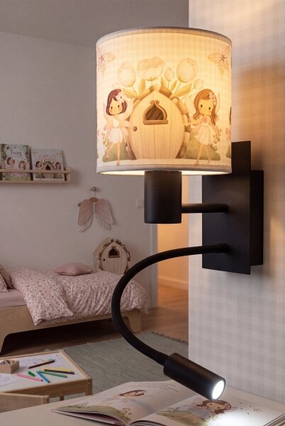 Brilagi - LED Flex. lampa BOBO 1xE27/25W/230V + LED/3W čierna/biela/ružová/víly