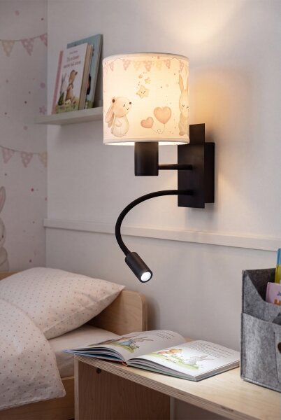 Brilagi - LED flexibilná lampa BOBO 1xE27/25W/230V + LED/3W čierna/krémová/zajačiky