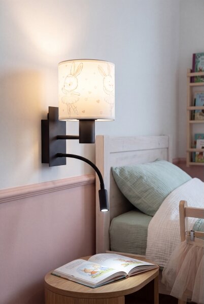 Brilagi - LED flexibilná lampa BOBO 1xE27/25W/230V + LED/3W čierna/biela/zajačiky