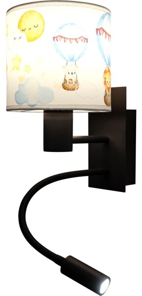 Brilagi - LED flexibilná lampa BOBO 1xE27/25W/230V + LED/3W čierna/biela/so zvieratkami