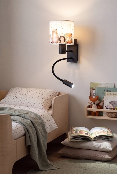 Brilagi - LED flexibilná lampa BOBO 1xE27/25W/230V + LED/3W čierna/biela/zvieratká