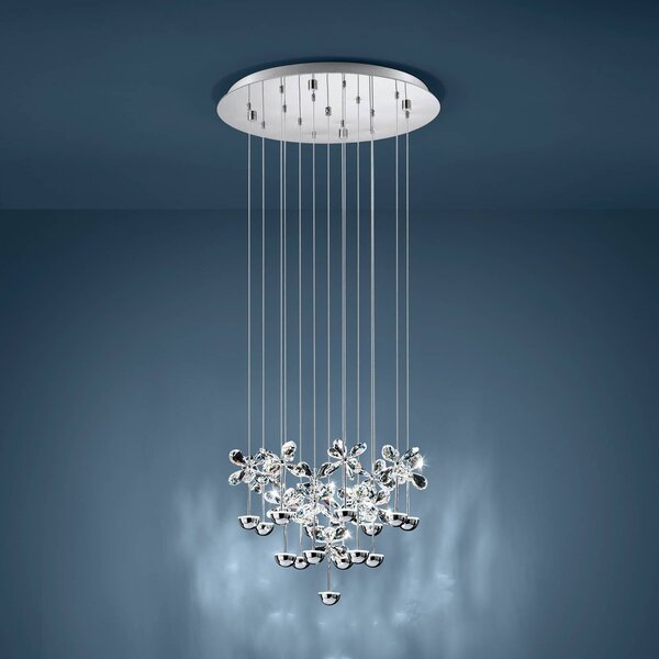 EGLO Stars of Light LED závesné svietidlo Pianopoli chróm 50x113 cm, Chrómová / strieborná, Obývacia izba / jedáleň, Nehrdzavejúca oceľ, Dizajn, Závesné svietidlo