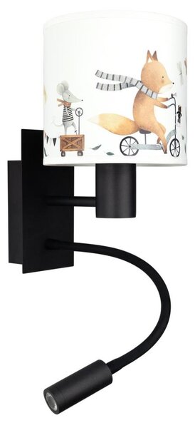 Brilagi - LED flexibilná lampa BOBO 1xE27/25W/230V + LED/3W čierna/biela/s motívom zvieratiek