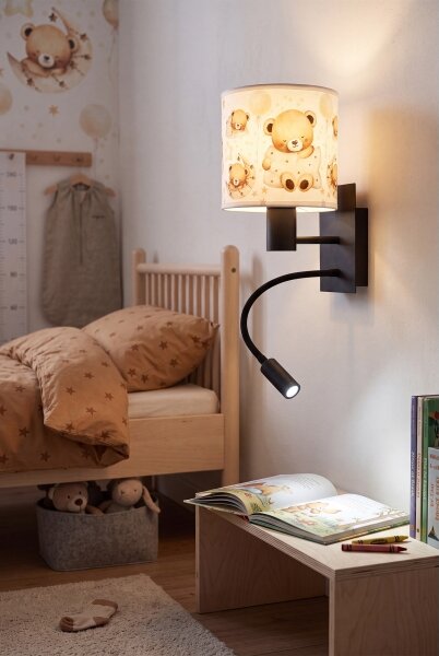 Brilagi - LED flexibilná lampa BOBO 1xE27/25W/230V + LED/3W čierna/biela/medvedíky