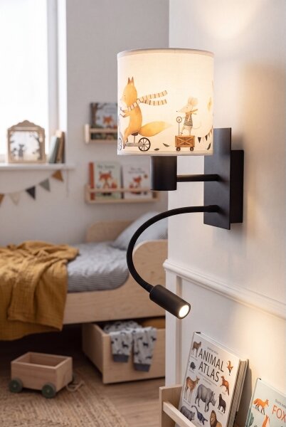 Brilagi - LED flexibilná lampa BOBO 1xE27/25W/230V + LED/3W čierna/biela/s motívom zvieratiek