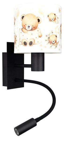 Brilagi - LED flexibilná lampa BOBO 1xE27/25W/230V + LED/3W čierna/biela/medvedíky