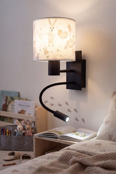 Brilagi - LED flexibilná lampa BOBO 1xE27/25W/230V + LED/3W čierna/biela/zajačiky