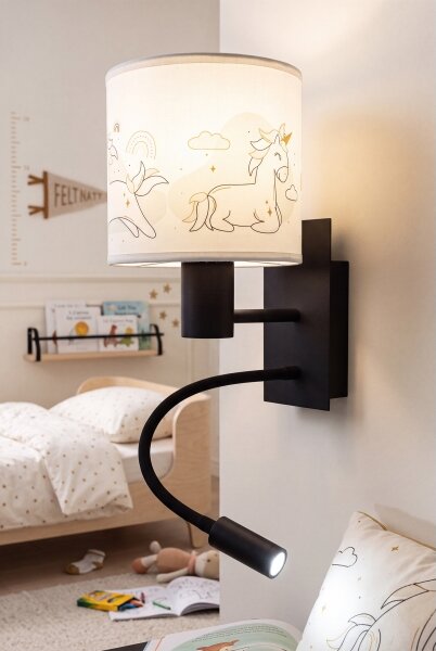 Brilagi - LED flexibilná lampa BOBO 1xE27/25W/230V + LED/3W čierna/biela/jednorožce