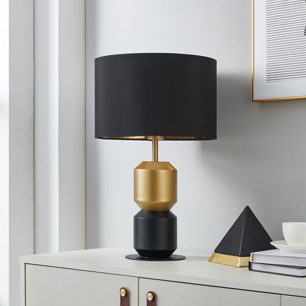 EGLO Stars of Light stolová lampa Laurignano, čierna/zlatá, Čierna, Obývacia izba / jedáleň, Textil / látka / hodváb, Moderný, Stojacie svietidlo