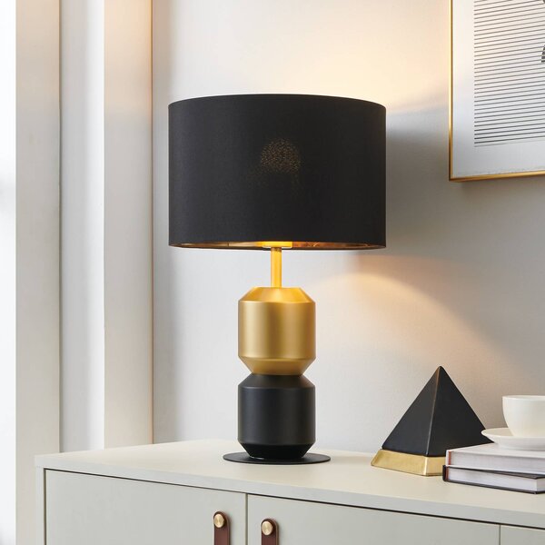 EGLO Stars of Light stolová lampa Laurignano, čierna/zlatá, Čierna, Obývacia izba / jedáleň, Textil / látka / hodváb, Moderný, Stojacie svietidlo