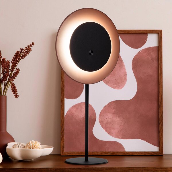 Stolová LED lampa Solan, čierna/hnedá, solárna, IP54, Čierna, Obývacia izba / jedáleň, kov, Moderný