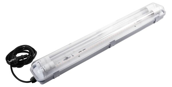 MEGAMAN rastlinná lampa Rocca, šírka 10 cm, 2 x T8, IP65, Biela / opálová, Plast, Nábytkové svetlo bodové