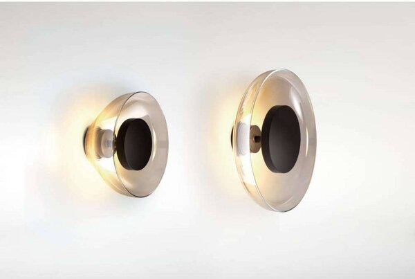 MARSET LED nástenné svetlo Aura Plus Ø 25 cm on/off medená farba, Meď, Obývacia izba / jedáleň, Sklo, Dizajn, Nástenné svietidlo