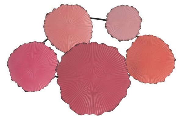 Ružová nástenná dekorácia vlnkované kolesá Ripples- 66 * 6 * 46 cm