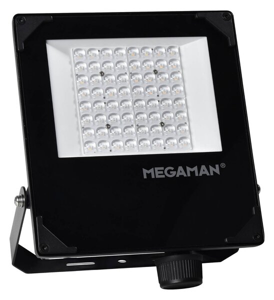 MEGAMAN LED vonkajší reflektor Hugo, 50 W, 3000 K, IP66, Čierna, Hliník, Vonkajše bodové svietidlo / bodateľné do zeme