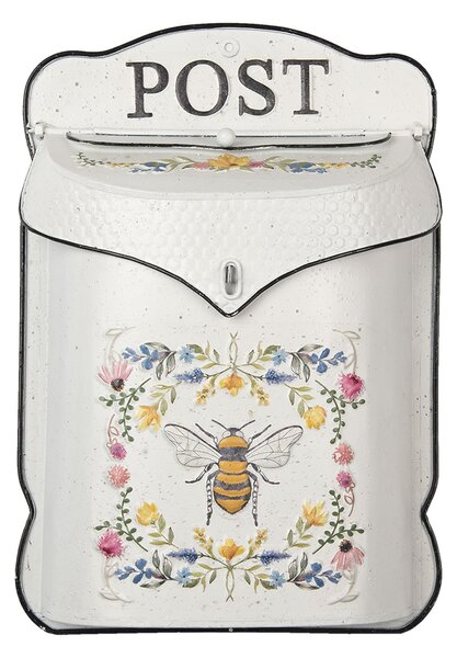 Krémová retro poštová schránka s včielkou Bee Post - 27 * 8 * 39 cm