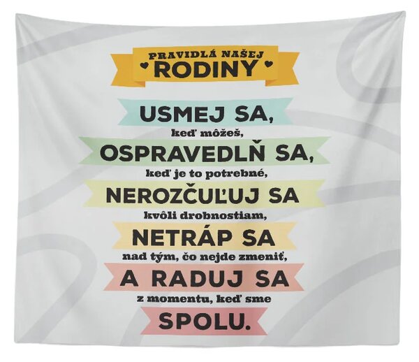 Sablio Deka Pravidlá našej rodiny: 150x120 cm