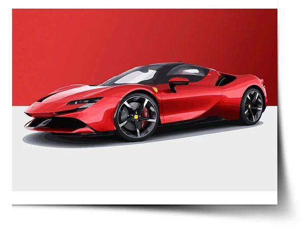 Sablio Plagát Ferrari na červeno-bielej - 60x40 cm