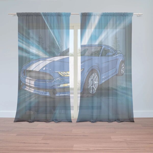 Sablio Záclony Mustang Modré pozadie: 2ks 150x250cm