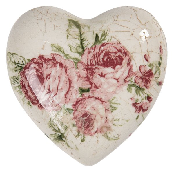 Dekorácia vintage srdce s ružami Rose - 8 * 8 * 4 cm