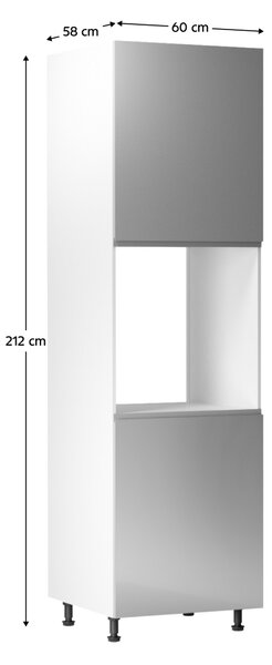 KONDELA Potravinová skrinka, biela/sivá extra vysoký lesk, pravá, AURORA D60P