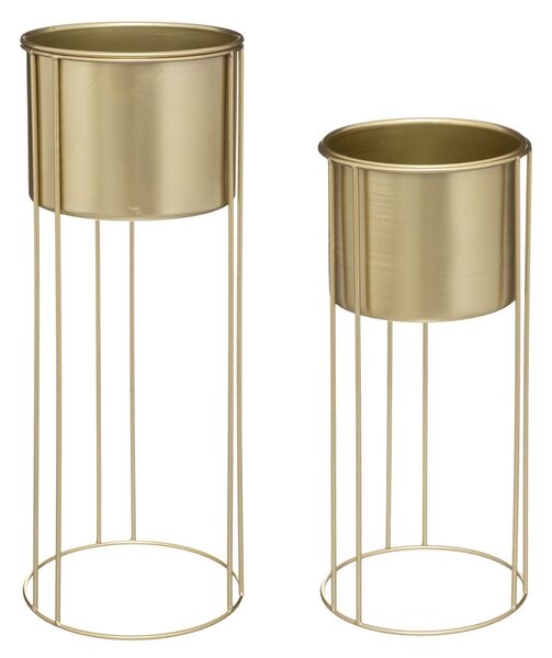 KOVOVÝ KVETINÁČ SO STOJANOM MAX GOLD SADA 2KS 58X21,5 CM+41,5X18,5 CM ZLATÁ