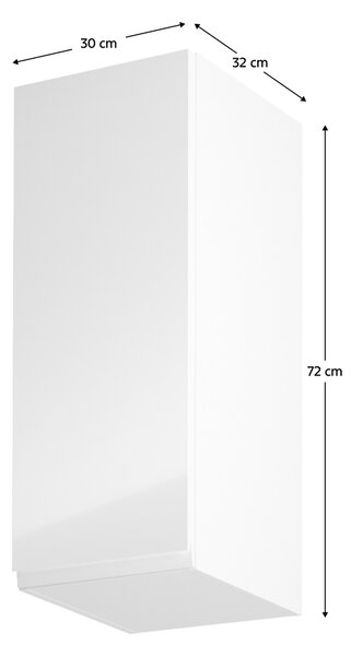 KONDELA Horná skrinka, biela/biely extra vysoký lesk, ľavá, AURORA G30