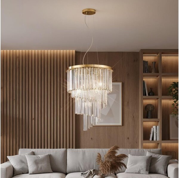 Ideal Lux - Krištáľový luster na lanku CARLTON 12xE14/40W/230V pr. 50 cm zlatá