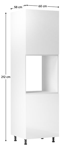 KONDELA Potravinová skrinka, biela/biela extra vysoký lesk, pravá, AURORA D60P