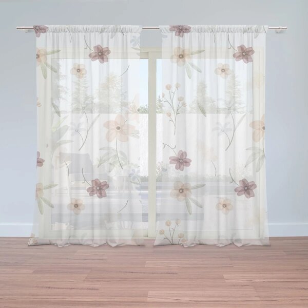 Sablio Záclony Romantické kvety: 2ks 150x250cm