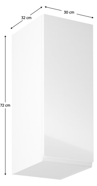 KONDELA Horná skrinka, biela/biely extra vysoký lesk, pravá, AURORA G30