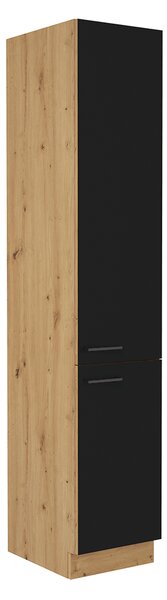 KONDELA Potravinová skrinka, čierny mat/dub artisan, MONRO 40 DK-210 2F