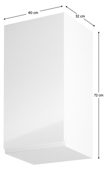 KONDELA Horná skrinka, biela/biely extra vysoký lesk, ľavá, AURORA G40