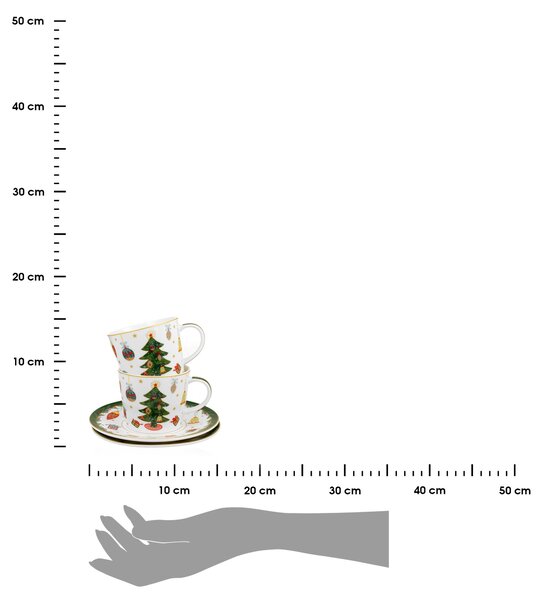 Porcelánová šálka s podšálkou Christmas Tree 250 ml sada 2ks