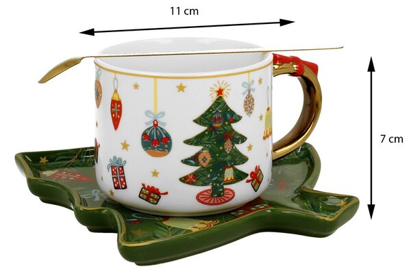 Porcelánová šálka s podšálkou Christmas Tree 250 ml