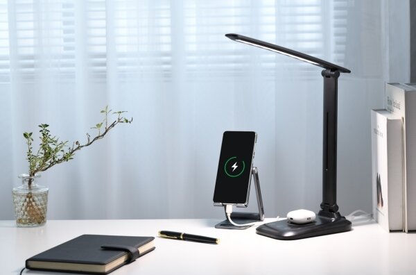 Immax 09106L - LED stmievateľná stolná lampa s bezdrôtovým nabíjaním QI LUMI LED/7W/230V čierna
