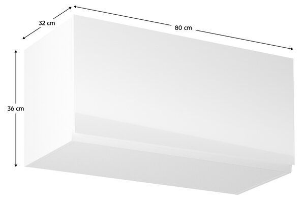 KONDELA Horná skrinka, biela/biely extra vysoký lesk, AURORA G80K