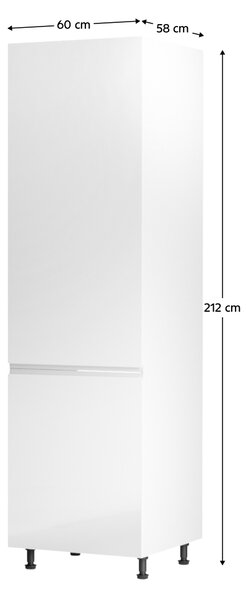 KONDELA Skrinka na chladničku, biela/biela extra vysoký lesk, ľavá, AURORA D60ZL