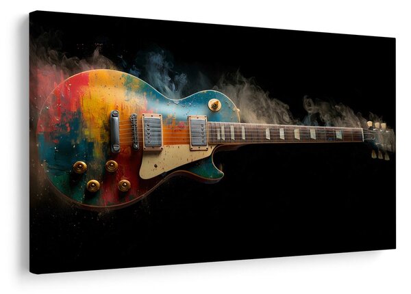 Obraz gitara v farebnom dyme