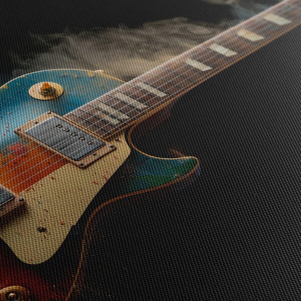 Obraz gitara v farebnom dyme