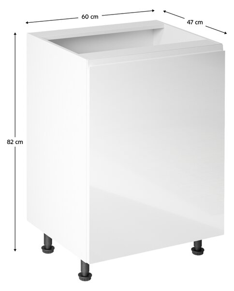 KONDELA Spodná skrinka, biela/biela extra vysoký lesk, pravá, AURORA D601F