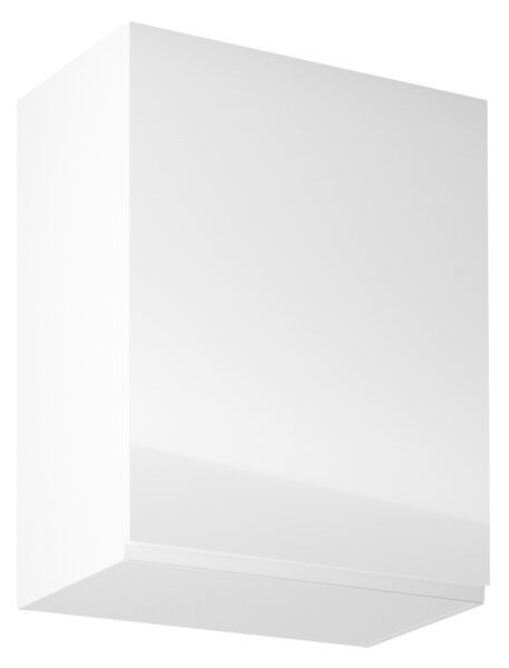 KONDELA Horná skrinka, biela/biely extra vysoký lesk, pravá, AURORA G601F