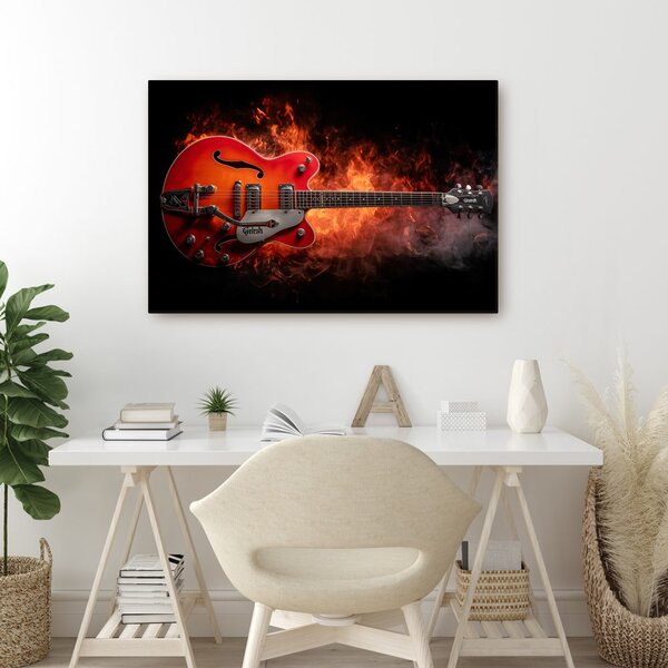 Obraz elektrická gitara v plameňoch