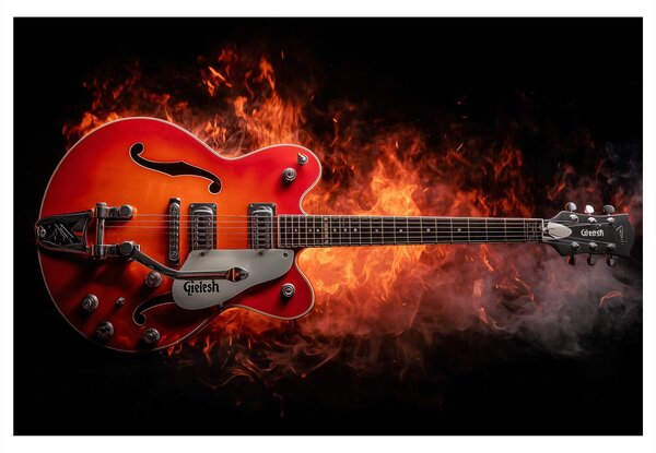Obraz elektrická gitara v plameňoch