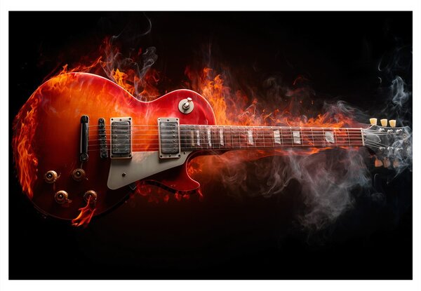 Obraz elektrická gitara v plameňoch