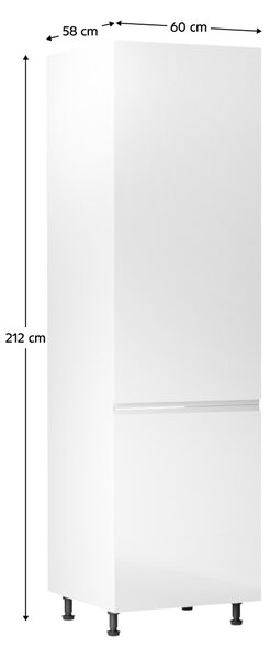 KONDELA Skrinka na chladničku, biela/biela extra vysoký lesk, pravá, AURORA D60ZL