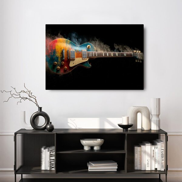 Obraz gitara v farebnom dyme