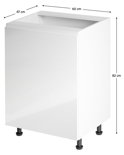 KONDELA Spodná skrinka, biela/biela extra vysoký lesk, ľavá, AURORA D601F