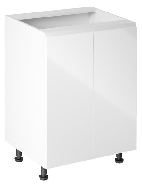 KONDELA Spodná skrinka, biela/biela extra vysoký lesk, AURORA D602F