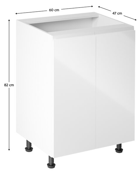 KONDELA Spodná skrinka, biela/biela extra vysoký lesk, AURORA D602F